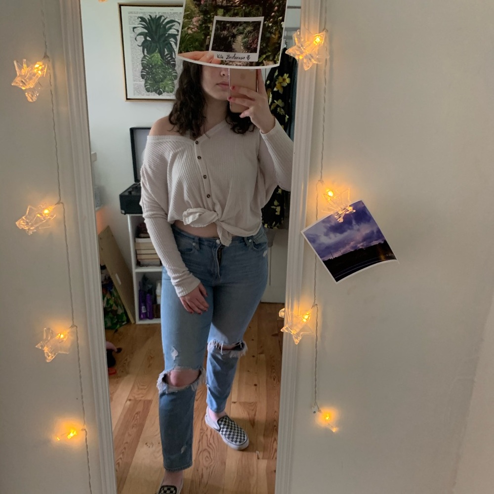 white off-the-shoulder top